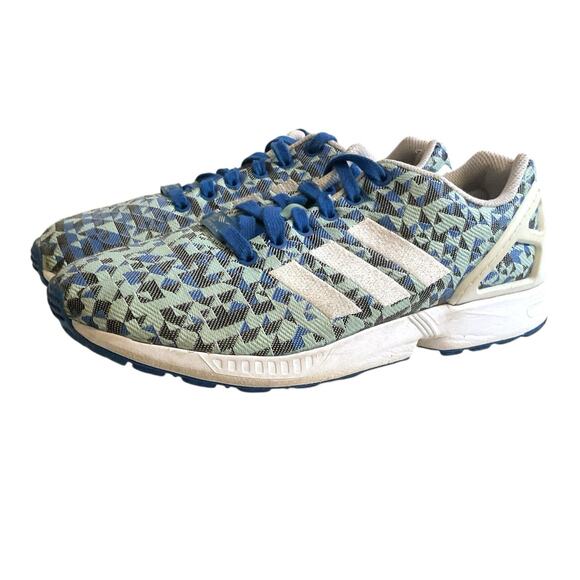 adidas ZX Flux Men's 8.5 Blue Green Geometric Weave Multicolor Torsion Sneakers - Picture 14 of 16